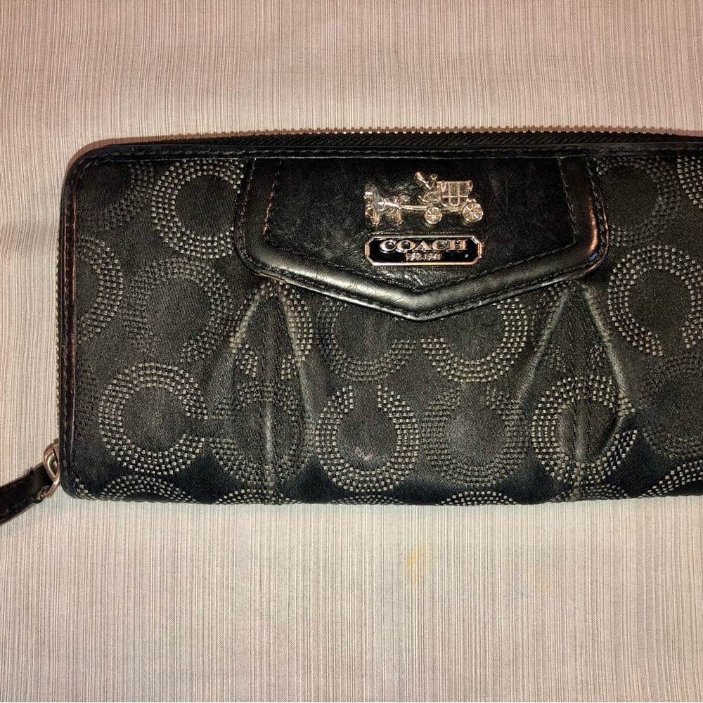 Coach Signature Long Zip Around Wallet